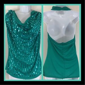 Sofia Vergara M Jade Sequin Sparkle Halter LZ51